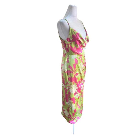 NWT Taylor Cosmo Midi Spaghetti strap Colorful Floral Slip Dress Gown 4 - Picture 4 of 11